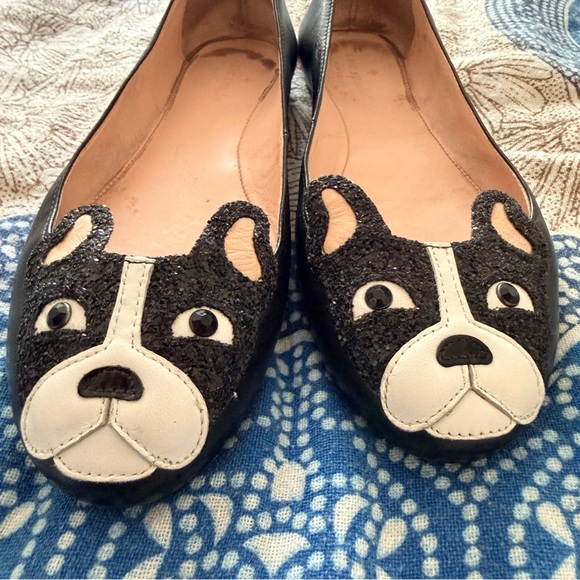 Kate Spade Winthrop Black White Boston Terrier Frenchie Ballet Flats Size 8 M - Picture 3 of 9